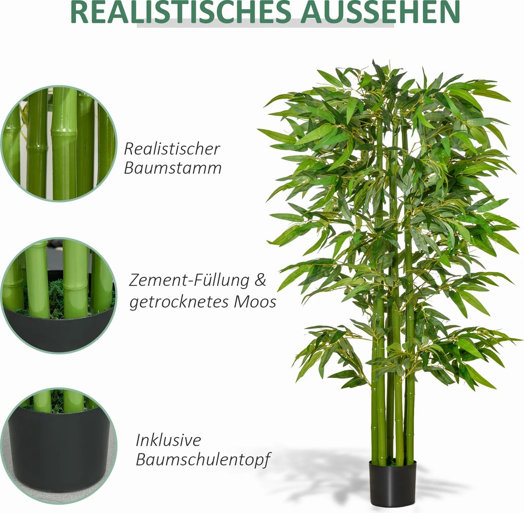HOMCOM sztuczne rośliny duże 160 cm bambusowa sztuczna roślina w doniczce biurowej