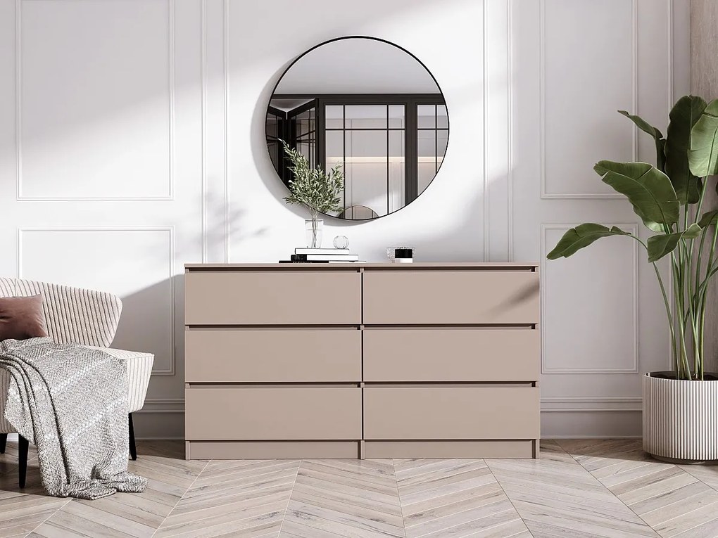 Komoda: 6 szuflad, karmelowa, 139 x 79 x 39 cm