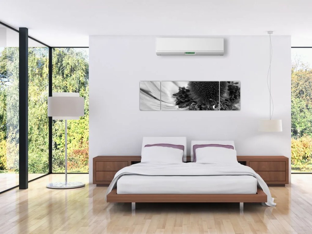 Obraz - Kwiat w czerni i bieli (170x50 cm)