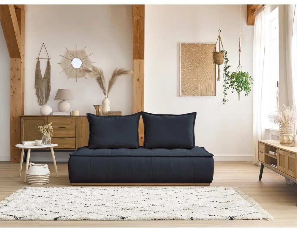 Ciemnoniebieska sofa z materiału bouclé 175 cm Elisa – Bobochic Paris