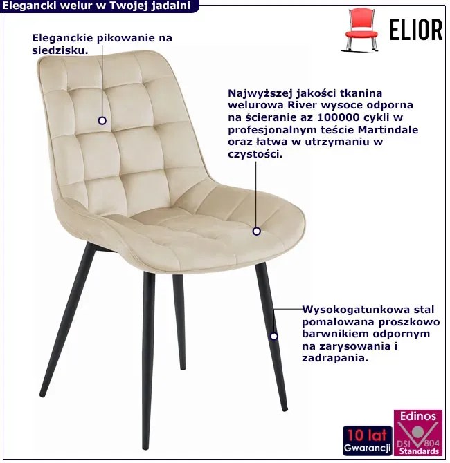 Metalowe beżowe pikowane krzesło Z5-P53