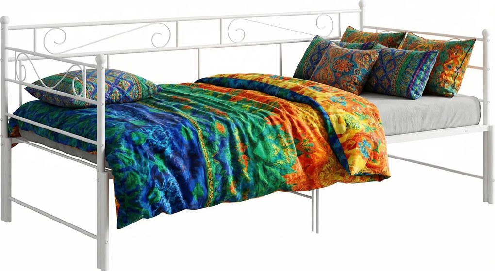 Białe metalowe łóżko rozkładane 90x200 cm D4-D76