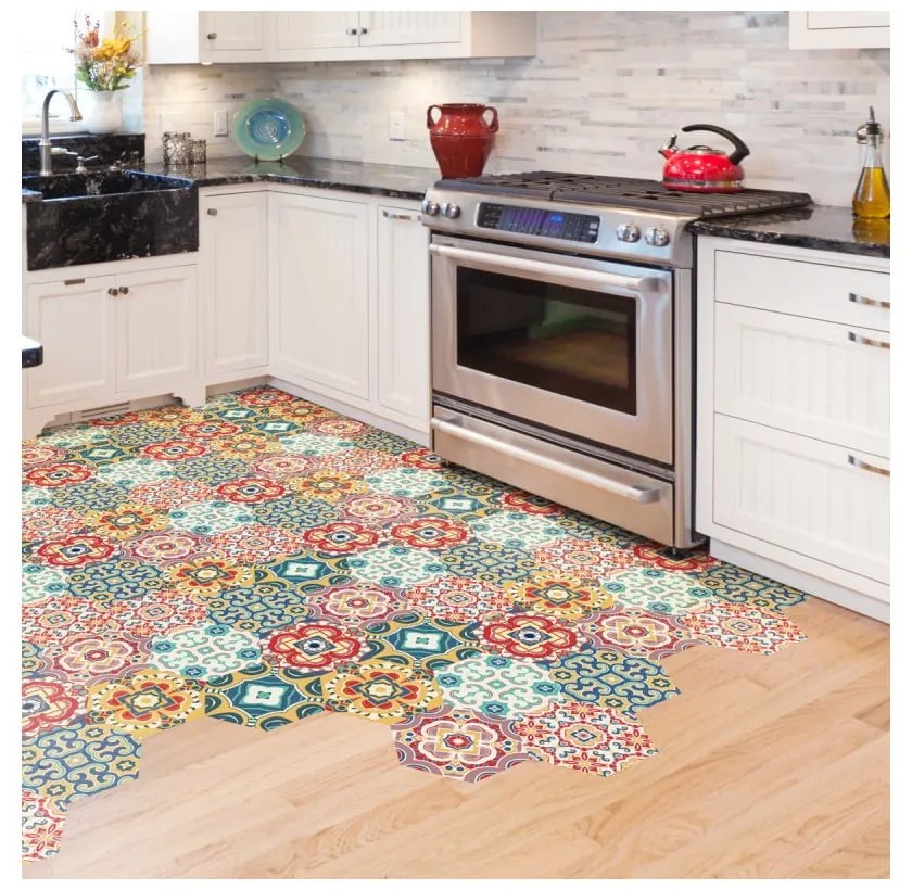 Zestaw 10 naklejek na podłogę Ambiance Floor Stickers Hexagons Lorena, 40x90 cm