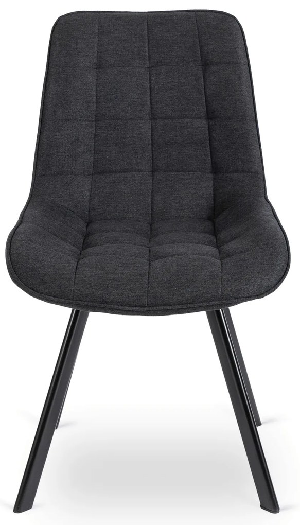 Zestaw Stół Okrągły TEO 100 cm Dąb Rustykalny/Czarny i 4 Krzesła Tapicerowane RICK 2 Czarne Nowoczesne Loft