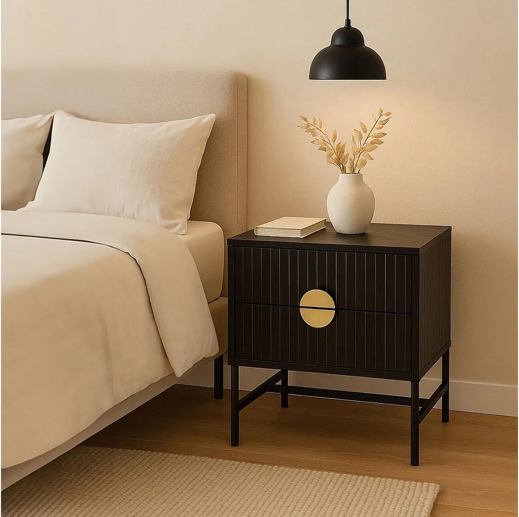 Szafka nocna MCW-O39,  wygląd drewna, czarny