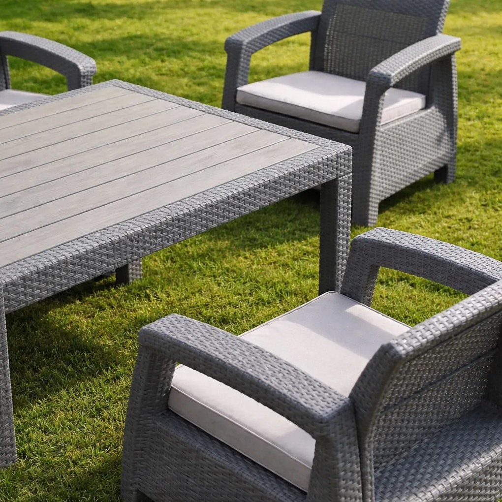 Zestaw mebli ogrodowych 6-osobowy Calisto ze stołem, szary