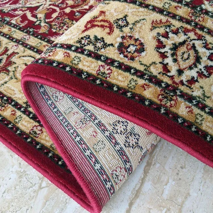Czerwony zdobiony dywan w stylu vintage E3-L22