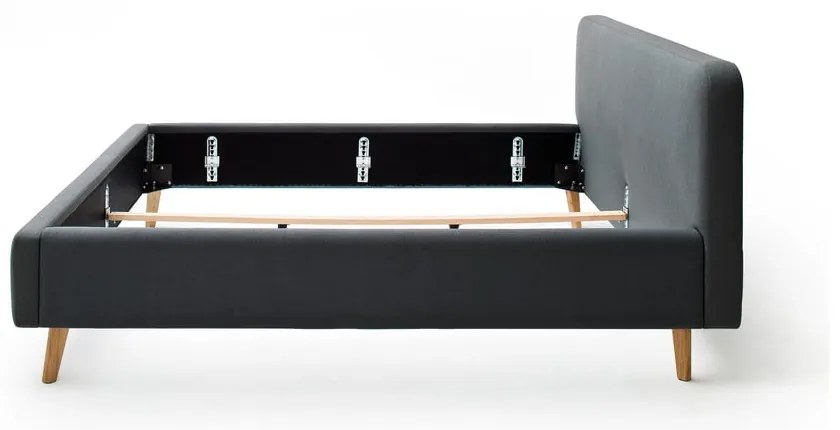 Ciemnoszare tapicerowane łóżko dwuosobowe 140x200 cm Mattis – Meise Möbel
