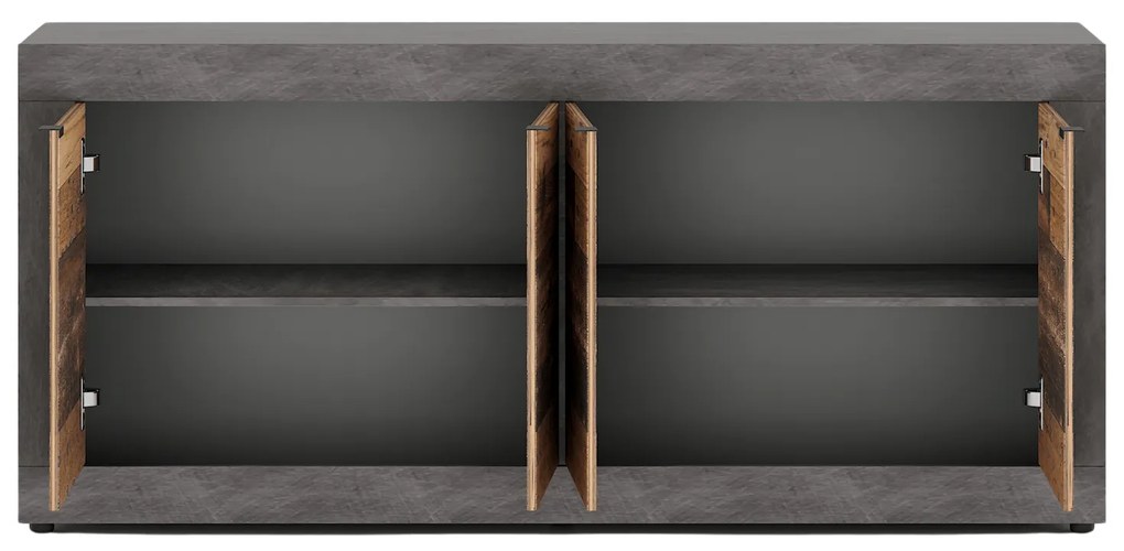 Komoda Czterodrzwiowa BLAGO 180 cm Surowy Dąb/Czarny Loft