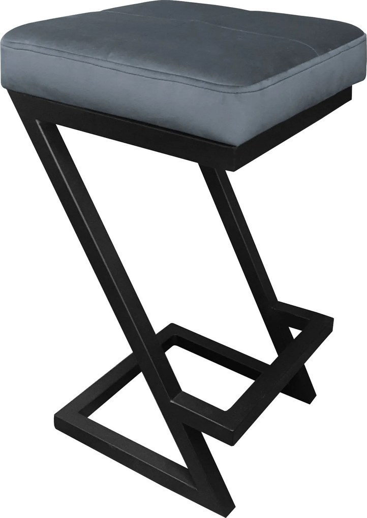 Hoker ZETA krzesło barowe tkanina Welur podstawa metalowa LOFT : Kolor Stelaża - Czarny , Kolor tkaniny - VELVET - BL14