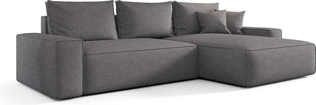 Narożnik MONA z funkcją spania ARAGON 93 szary prawy sofa w kształcie litery L z pojemnikiem na pościel sofa do salonu kanapa sofa rozkładana kanapa z pojemnikiem