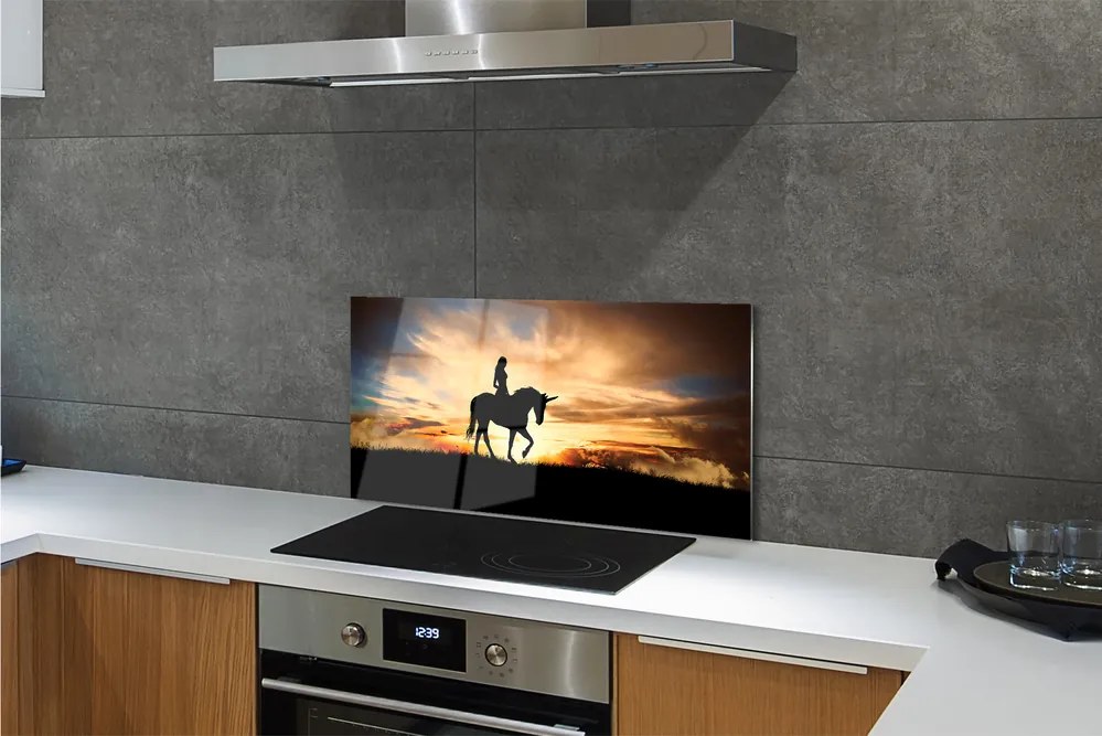 Szkło do Kuchni na Ścianę Podróż na Jednorożcu o Zmierzchu