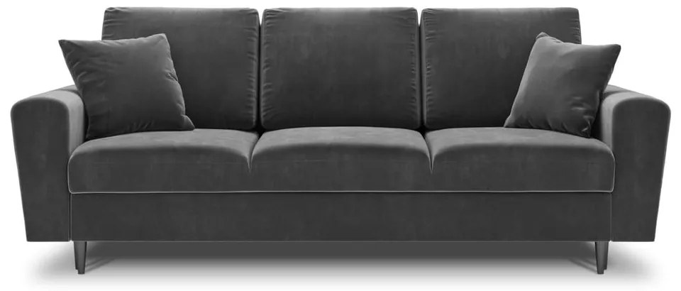 Jasnoszara aksamitna rozkładana/ze schowkiem sofa 235 cm Kyoto – Cosmopolitan Design