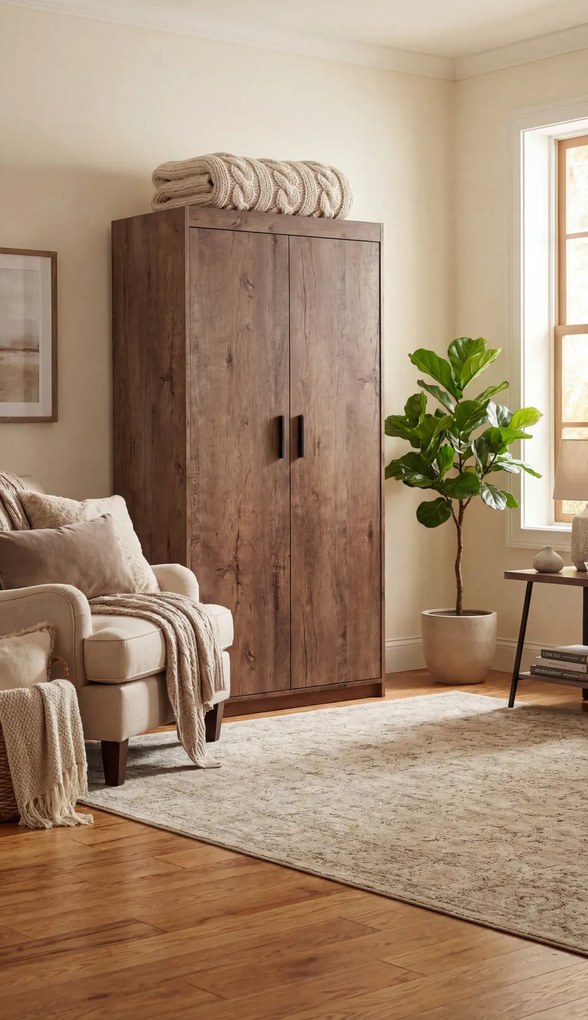 Szafa na ubrania z drążkiem i półkami dąb lefkas Z6-S99