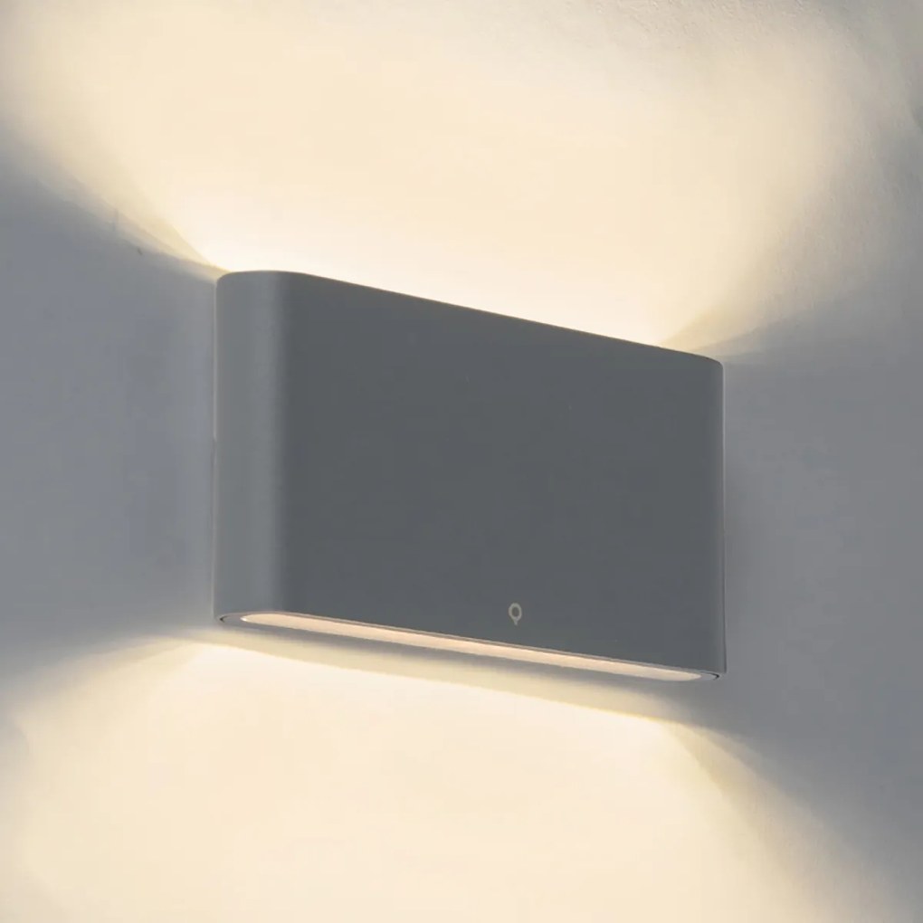 Zestaw 2 kinkietów zewnętrznych ciemnoszarych 17,5 cm z LED - Batt