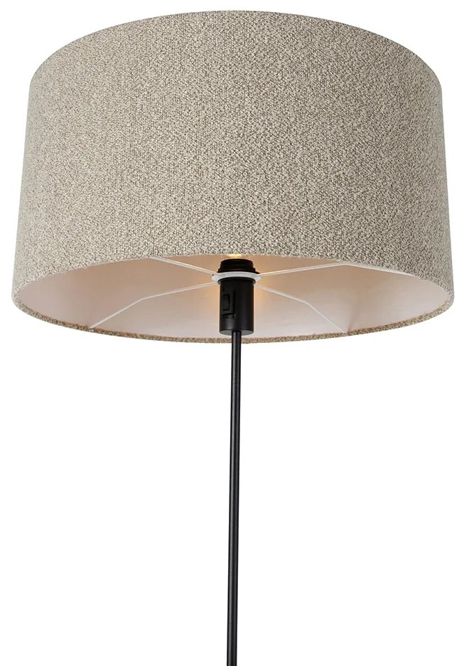 Lampa podłogowa czarna regulowana z abażurem boucle taupe 50 cm - ParteDesignerski Oswietlenie wewnetrzne