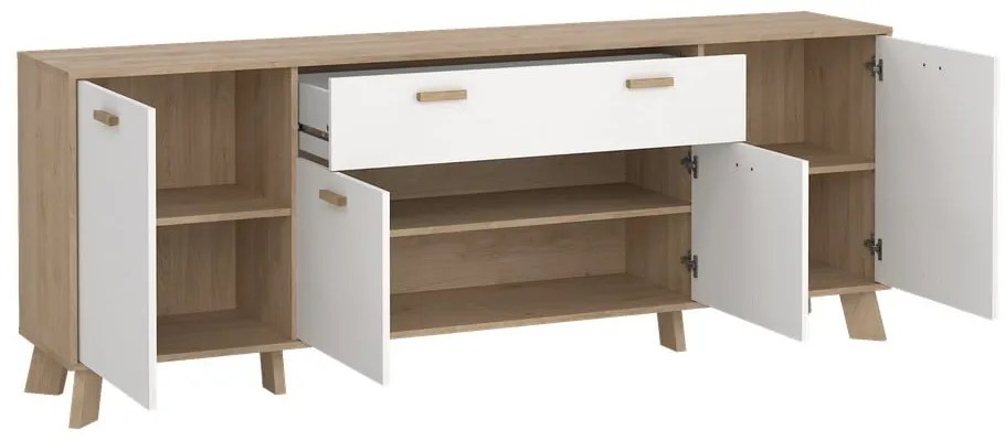 Biało-naturalna komoda w dekorze dębu 196x73x39 cm Ikast – Tvilum