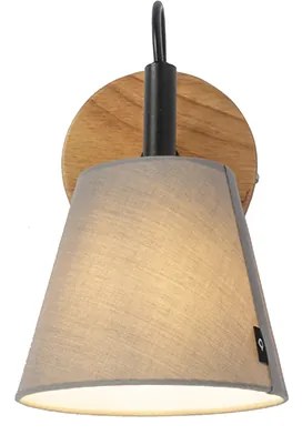 Rustykalna lampa ścienna drewniana z szarym - Cupy Rustykalny / Vintage Oswietlenie wewnetrzne