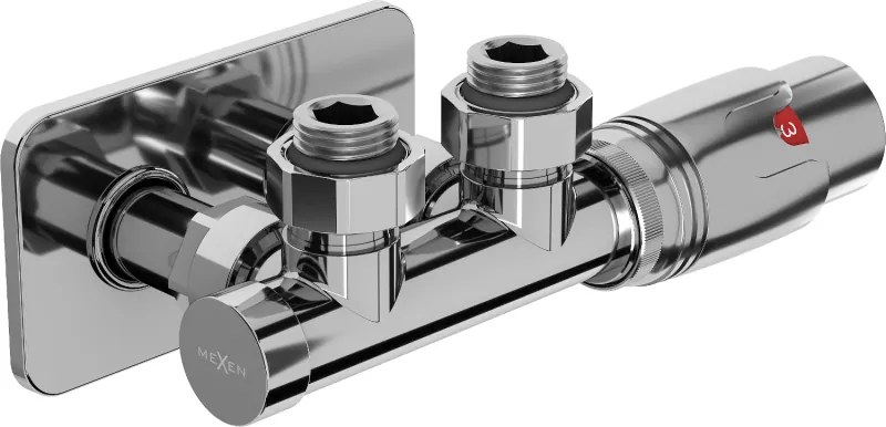 Mexen G00 zestaw termostatyczny kątowy z maskownicą S, Duplex, DN50, chrom - W907-900-910-01