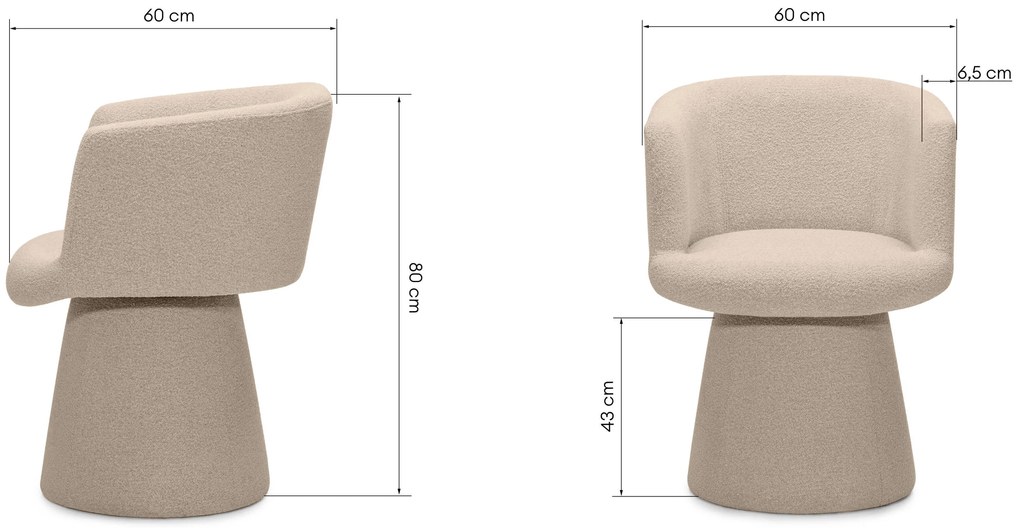 Obrotowy designerski fotel YATO, beżowy