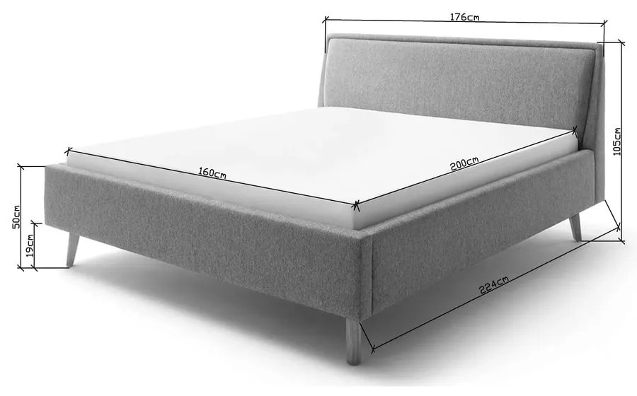 Zielone/niebieskie tapicerowane łóżko dwuosobowe bez stelaża 160x200 cm Frieda – Meise Möbel