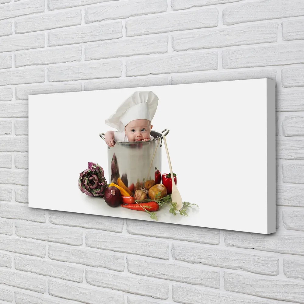 Obraz drukowany na płótnie Dziecko bawiące się w Kuchni