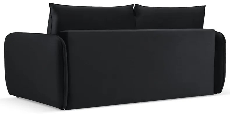 Czarna aksamitna rozkładana sofa 214 cm Vienna – Cosmopolitan Design