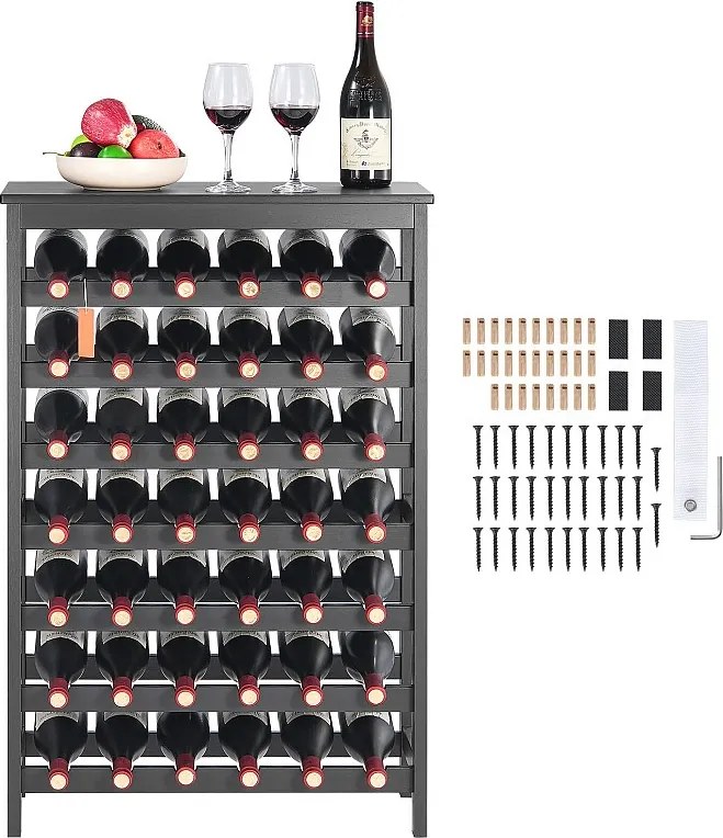 Stojak na Wino, SucceBuy 42-butelkowy 7-poziomowy Modułowy Stojak na Wino z Bambusa z Półką Ekspozycyjną na Blacie