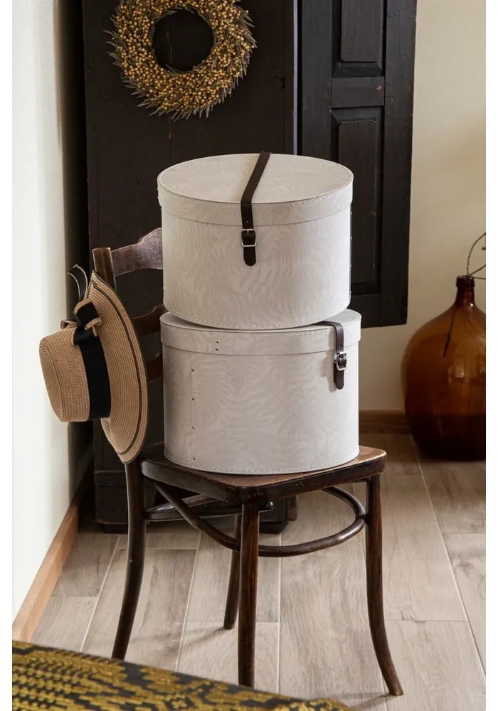 Kremowe kartonowe pojemniki zestaw 2 szt. z pokrywką ø 37,5x25,5 cm Rut Paper Laminate – Bigso