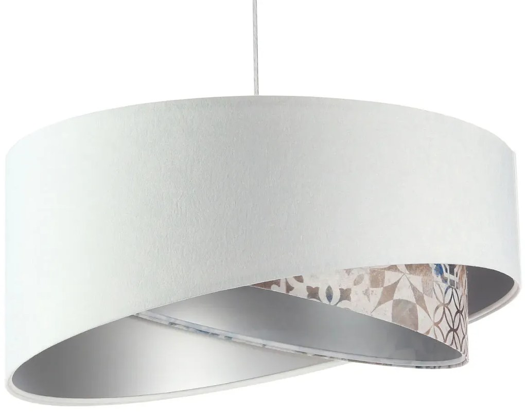 Biała lampa wisząca z welurowym abażurem G1-G70