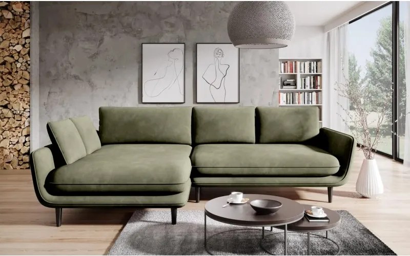 Narożnik SOLANO z funkcja spania i pojemnikiem z dodatkowymi poduszkami WERSAL