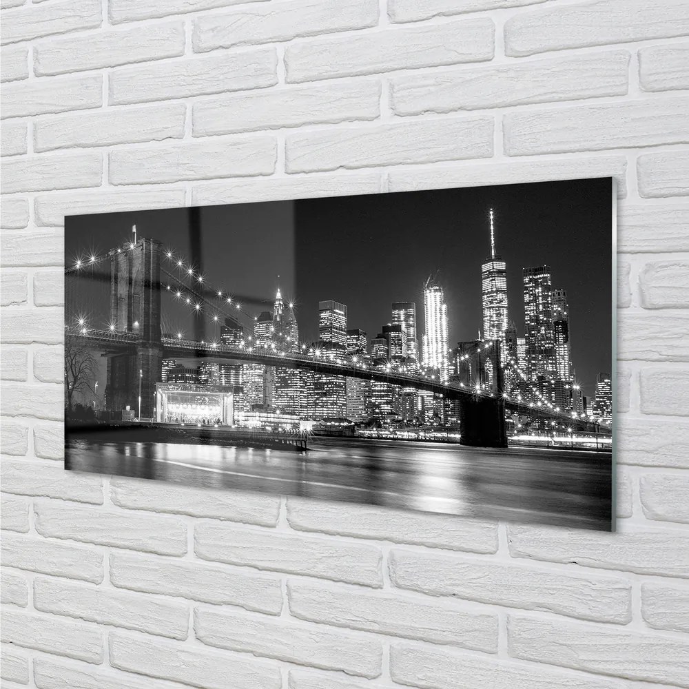 Panel szklany do Kuchni Nocna Panorama Mostu i Miasta