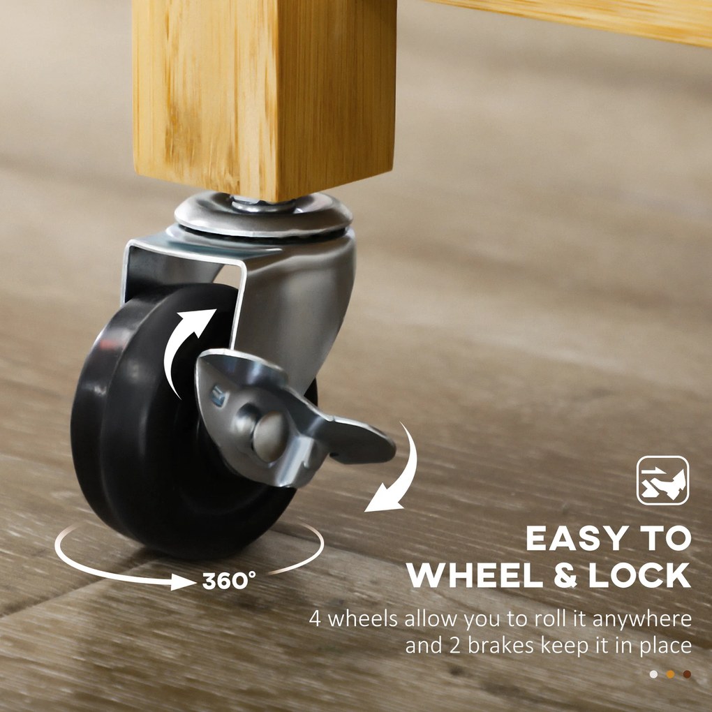 HOMCOM Wózek kuchenny z szufladą szafką półkami uchwytem na ręcznik Drewno naturalne Wielofunkcyjny | Aosom PL