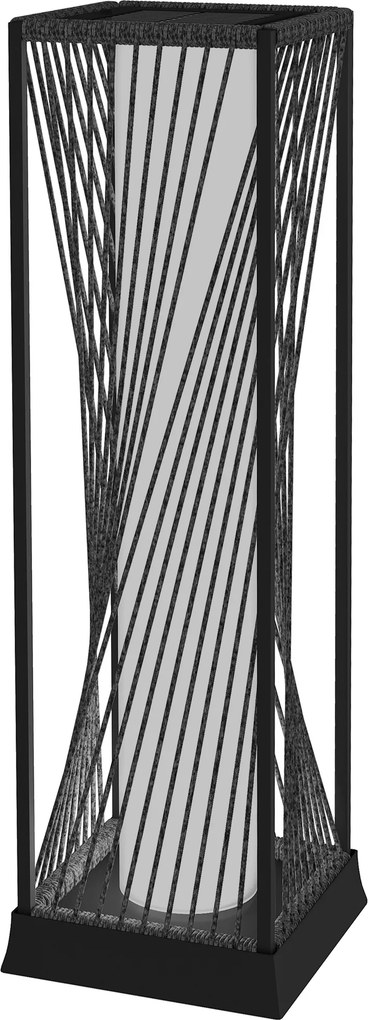 Outsunny Lampa Słoneczna Stojąca Rattan z Czujnikiem Światła 25 LED w Stylu Boho IP44 Wodoodporna Czarny+Szary