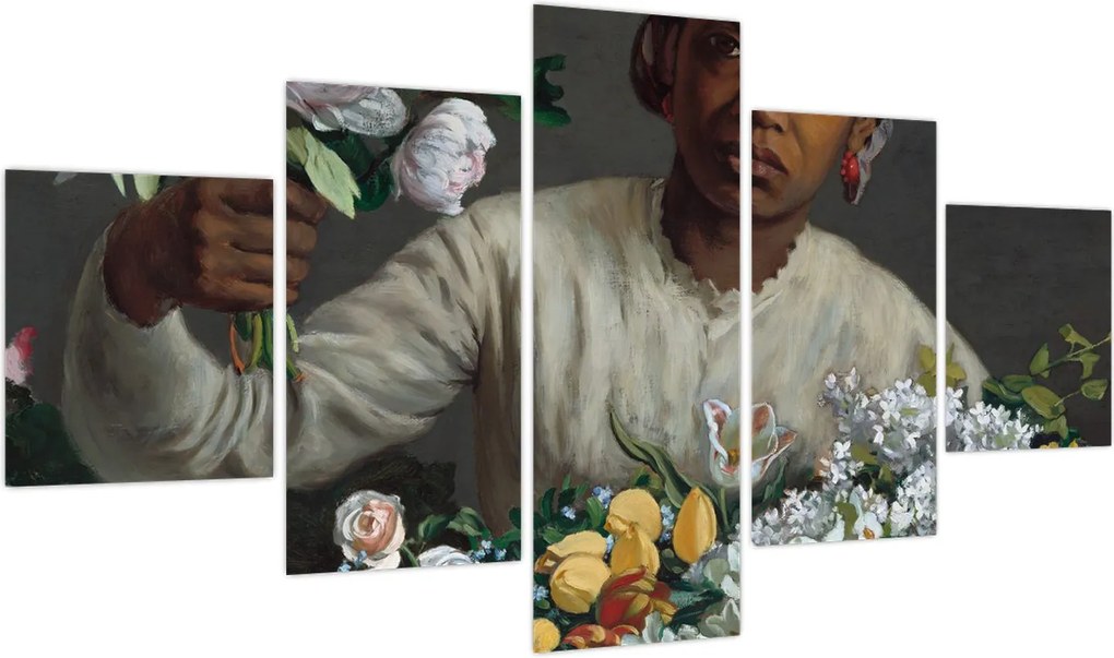 Obraz - Frédéric Bazille, Young Woman with Peonies, reprodukcje (125x70 cm)