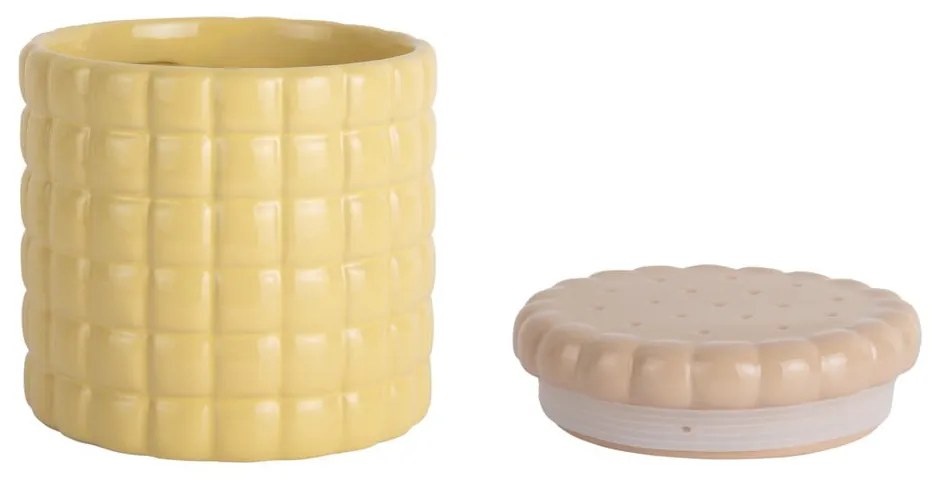 Jasnożółty ceramiczny pojemnik dekoracyjny ø 14x15 cm Biscuit Box – PT LIVING