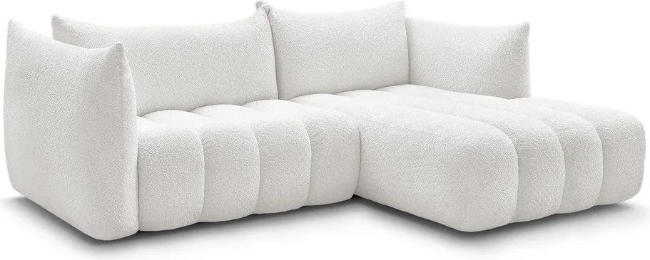 Biały narożnik z materiału bouclé (prawostronny/z szezlongiem) Azra – Bobochic Paris