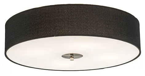Rustykalna lampa sufitowa czarna 50 cm - Drum Jute Nowoczesny Oswietlenie wewnetrzne