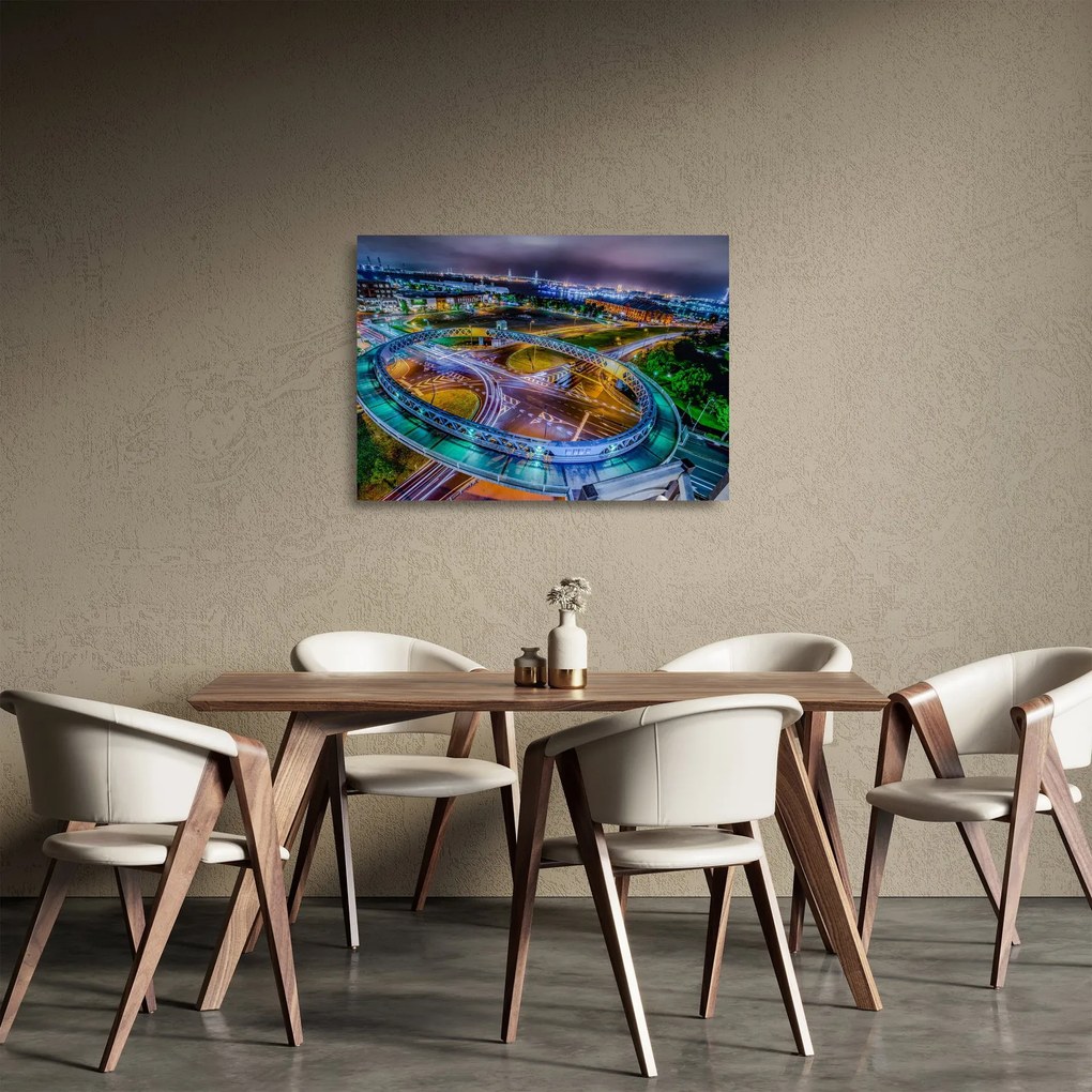 Obraz na szkle - nocna panorama miasta (70x50 cm)