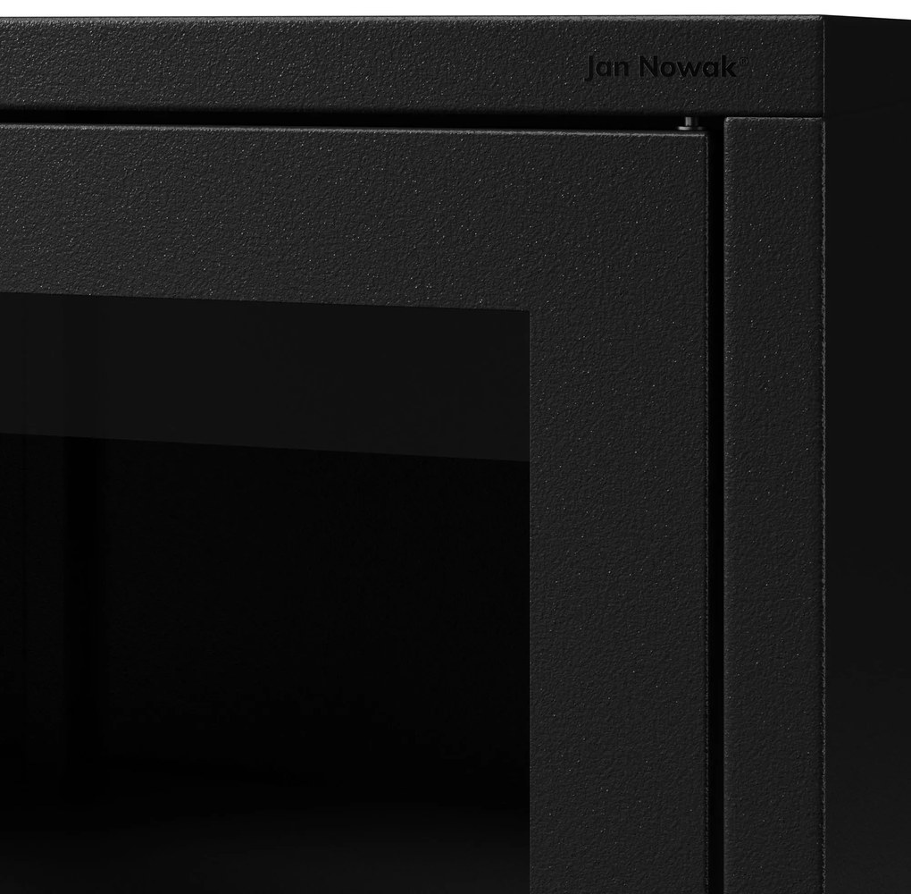 Witryna przeszklona niska czarna: GINA Modern 800 x 1015 x 400 mm