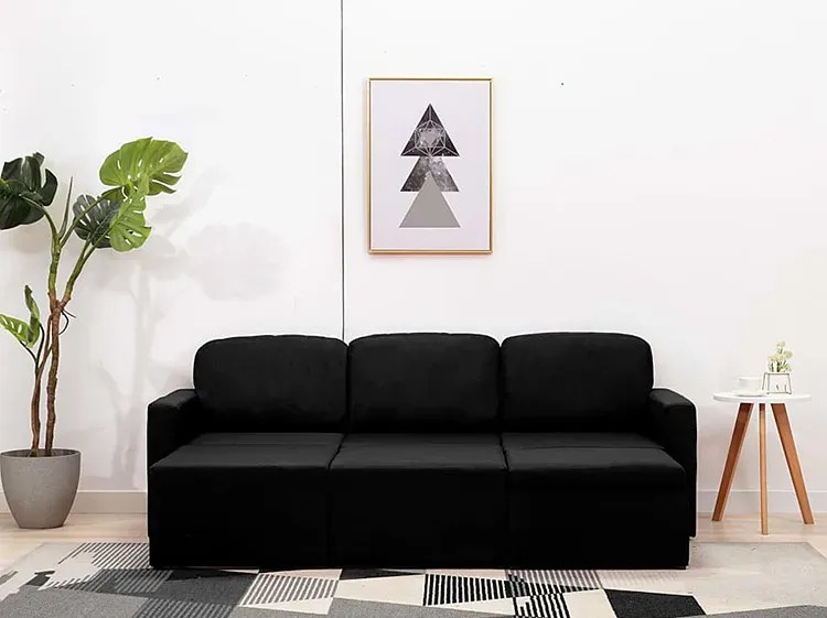 Rozkładana sofa modułowa czarna tkanina K1-M35