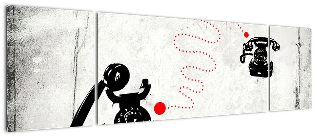 Obraz - Rysunek telefonu w stylu Banksy (170x50 cm)
