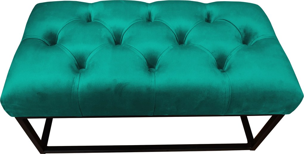 Ławka CHESTERFIELD tkanina Welur loft ławka metal : Kolor Stelaża - Czarny , Kolor tkaniny - VELVET - MG20, Typ tkaniny - Velvet