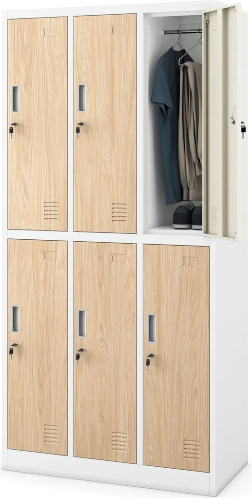 Szafa socjalna 6-drzwiowa Eco Design Igor 90x45x185 cm biały/dąb sonoma