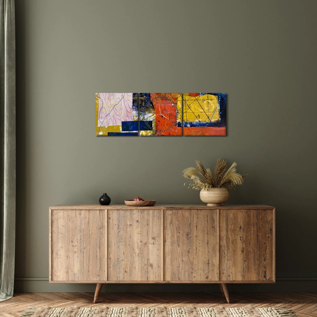 Obraz - Abstrakcja (z zegarem) (90x30 cm)