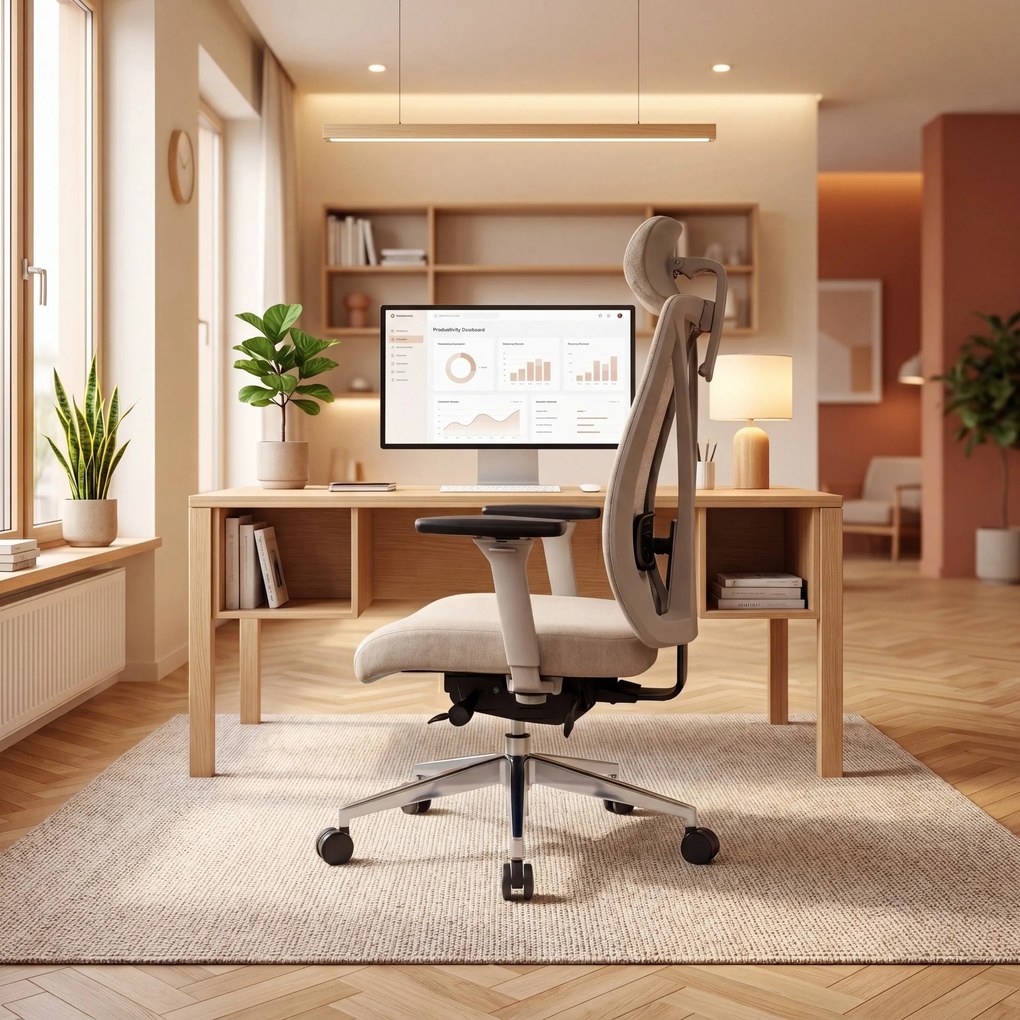 Fotel biurowy ergonomiczny jasnobeżowy VECTOR