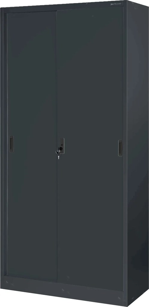 Biurowa szafa metalowa z drzwiami przesuwnymi KUBA, 900 x 1850 x 400 mm, antracytowa