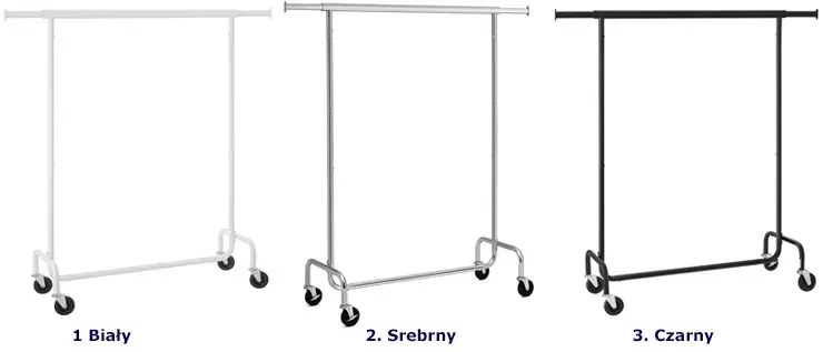 Stojak Na Biały Metalowy Kółkach Na Ubrania F4-W40