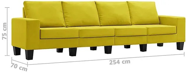 Ponadczasowa 4-osobowa żółta sofa - Lurra 4Q