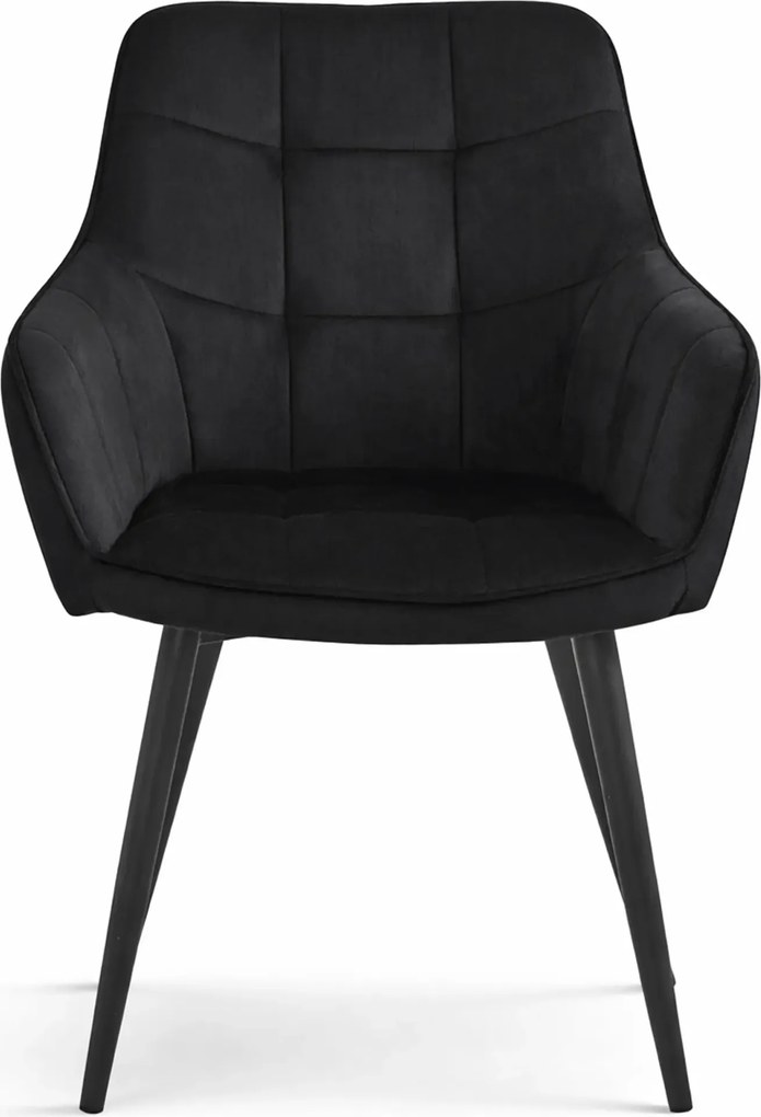 Czarne krzesło welurowe metalowe pikowane E9-T56